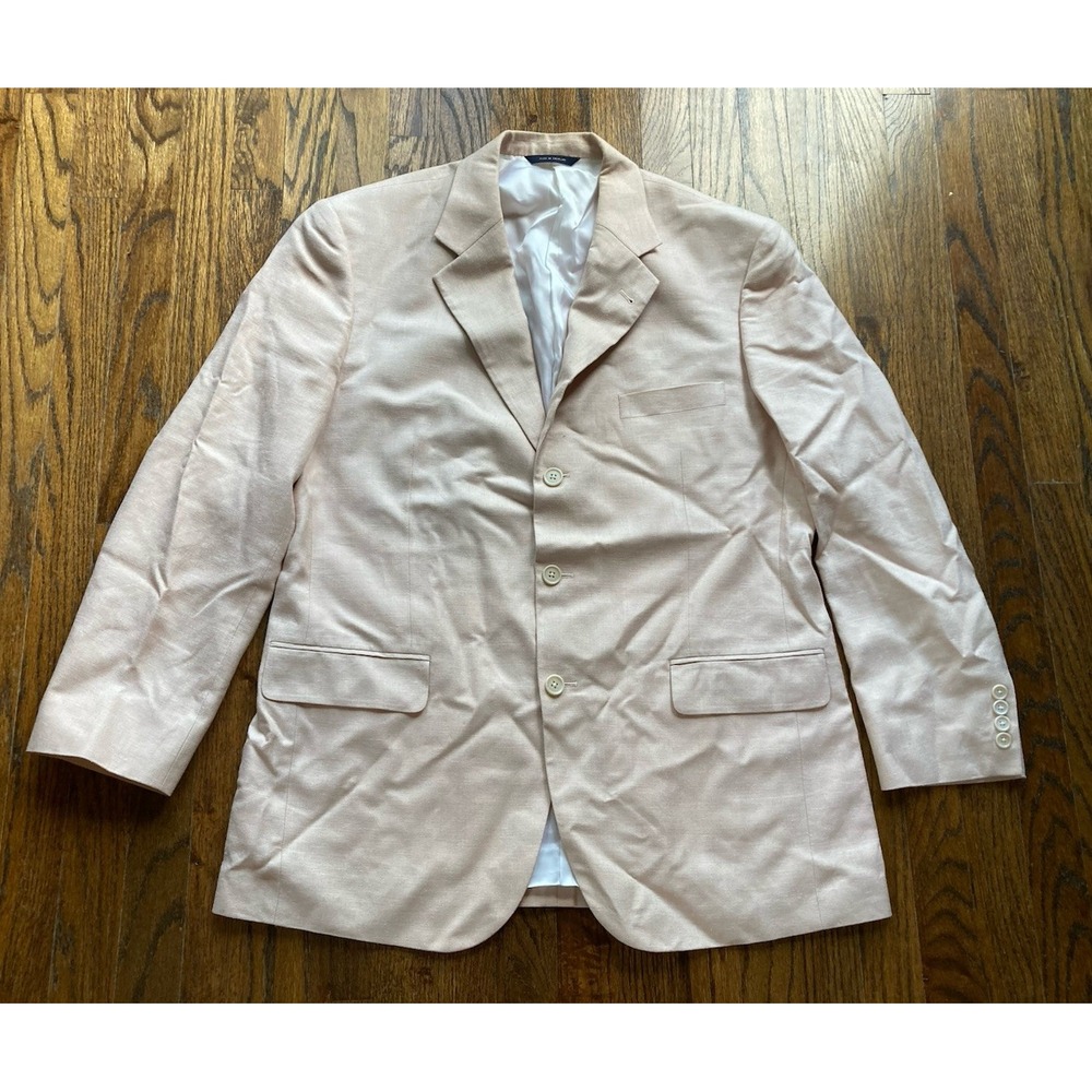 Brooks Brothers Blazer Mens Size 44R Pink Silk Linen Blend 1818 Madison 3 Button